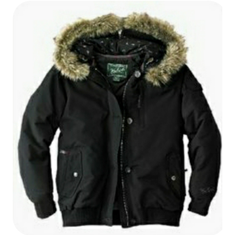 Woolrich Down Faux Fur Hood Bomber Jacket M